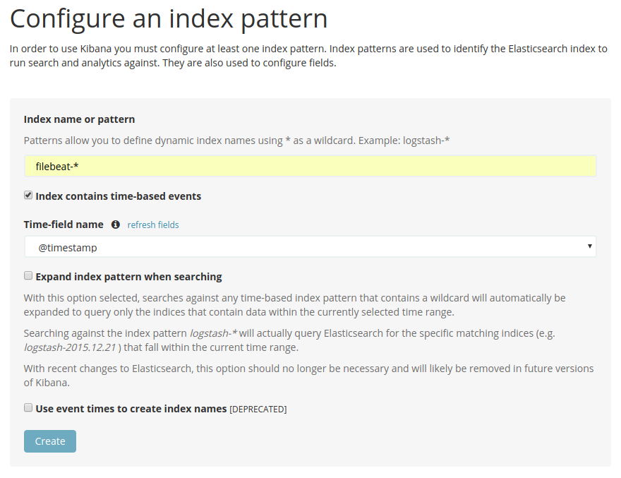 Configre index pattern