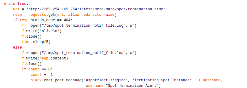 Spot instance termination notice snippet