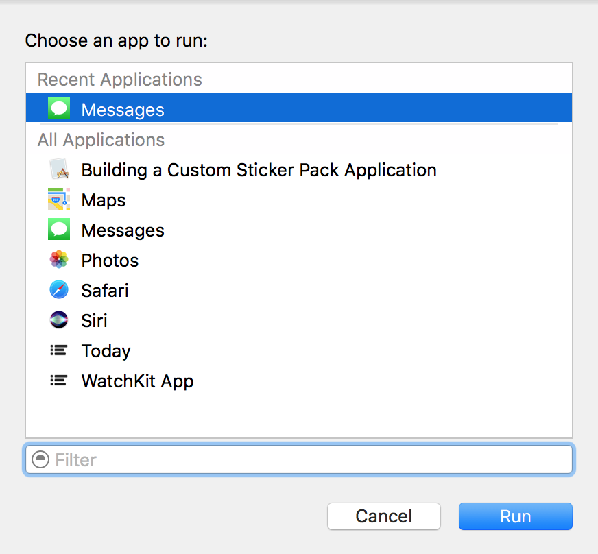 Xcode interface for run app