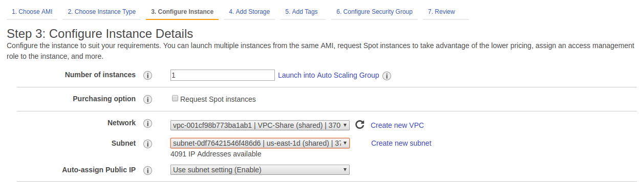 Configure instance details