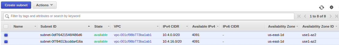 create subnet
