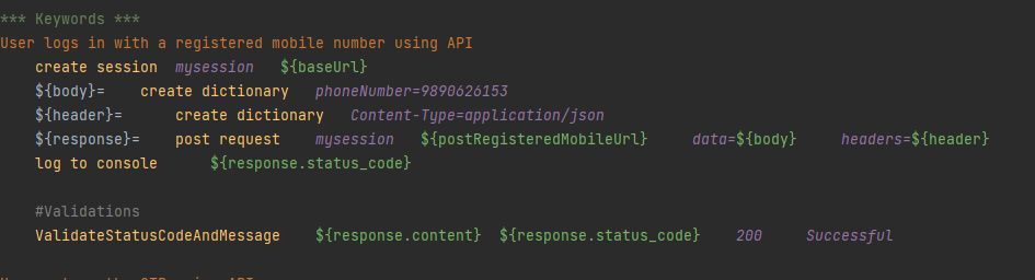 Sample API automation testcase step definition