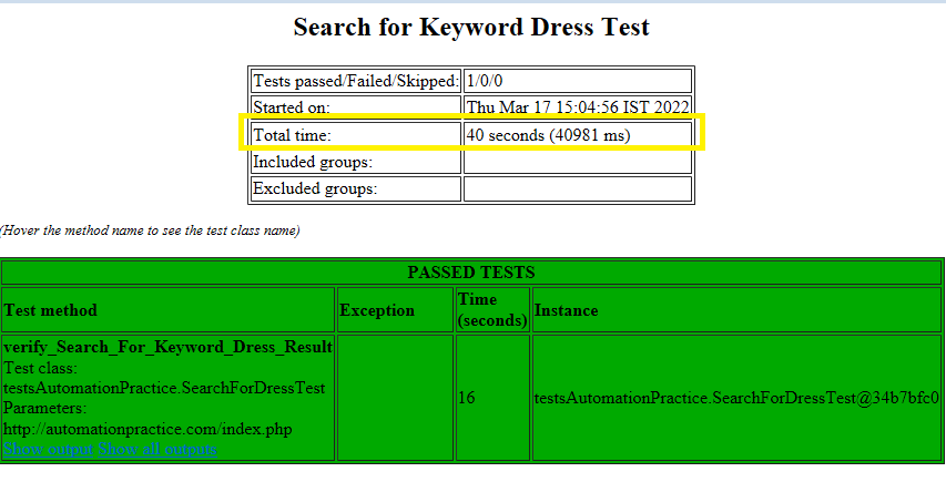 Selenium Speed test 